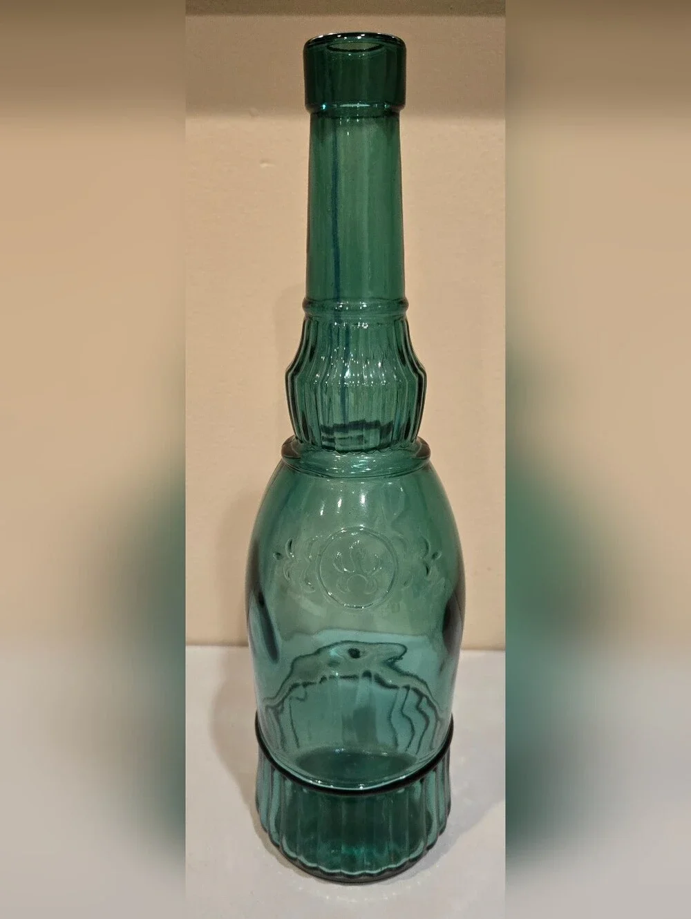 Teal Decorative Glass Bottle Vase - Home Accents